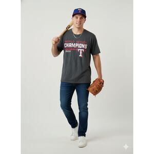 Fanatics Men's Shirt Texas Rangers 2023 World Series Champions Gray MLB Size L